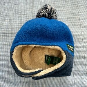 L.L.Bean toddler mountain classic fleece hat straps under chin blue size 2T-4T